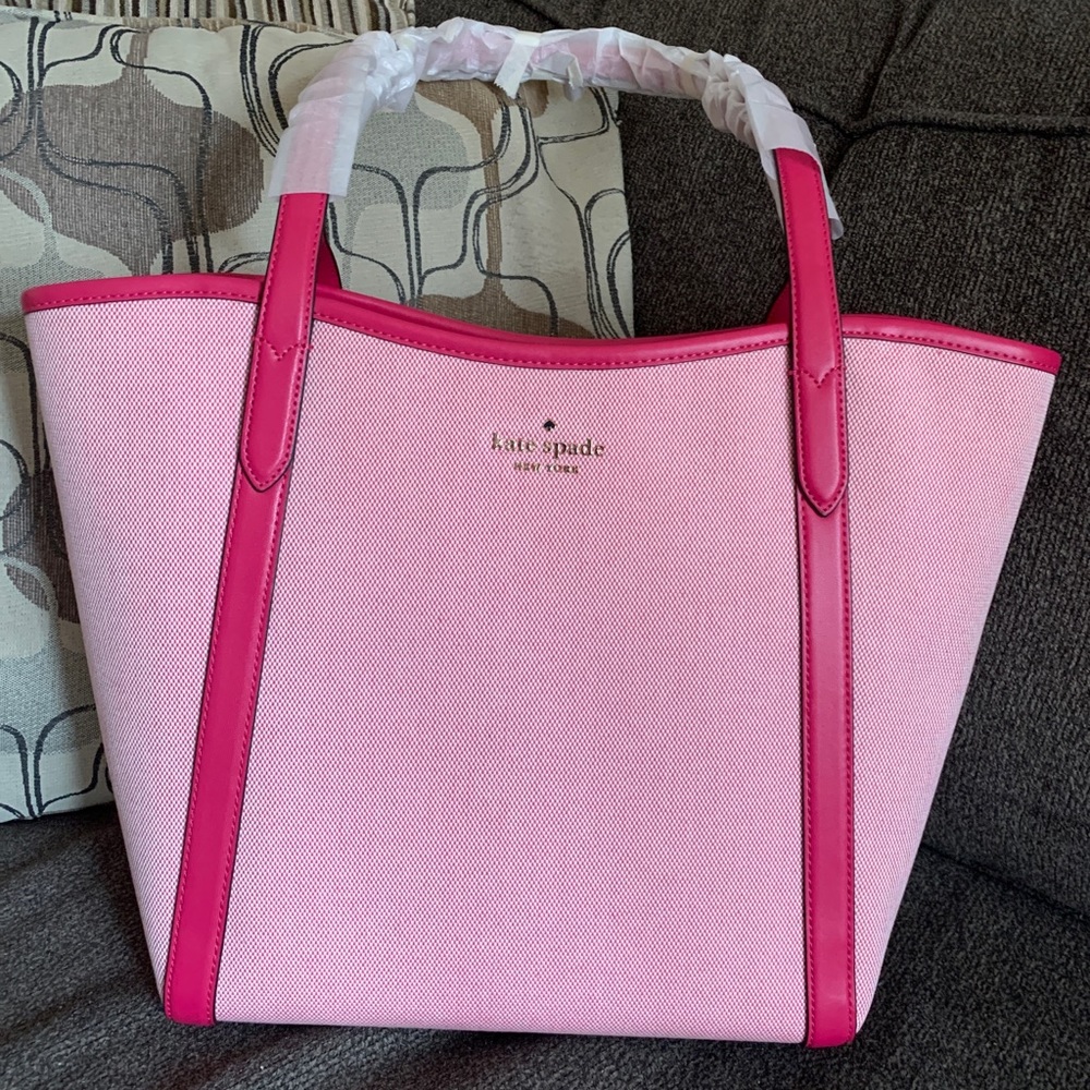 Authentic KATE SPADE Leather/canvas zip tote